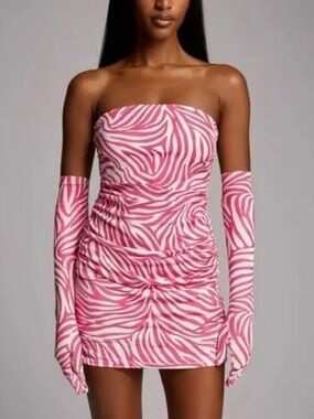 Zebra Cupid Mini Dress & Matching Gloves | Miscreants